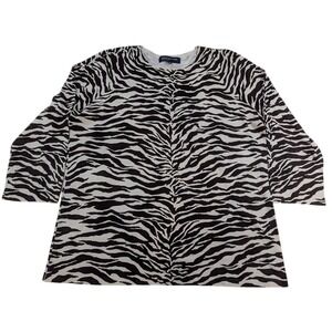 Jones New York Zebra Print Silk Blend Cardigan Sweater – Women's‎ XL